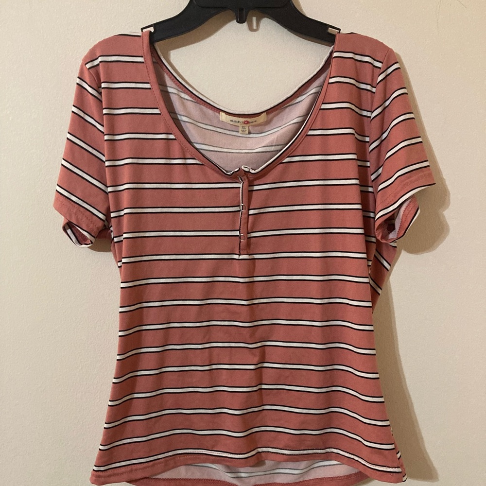 Wishful Park Pink Striped CropTop
